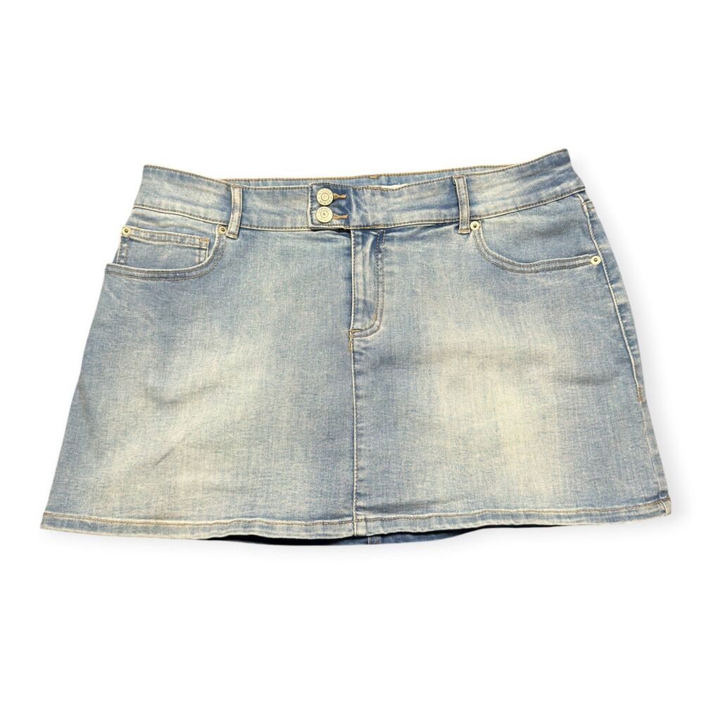 Garage Mini Denim Blue Skirt Size Large Y2K Bohochic Denim Light Wash